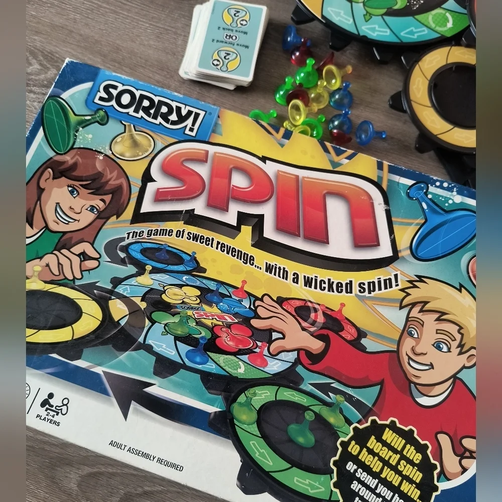 Hasbro SORRY SPIN Board Game 100% Complete Unplayed Condition